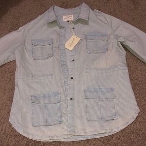 Brand new striped jean jacket